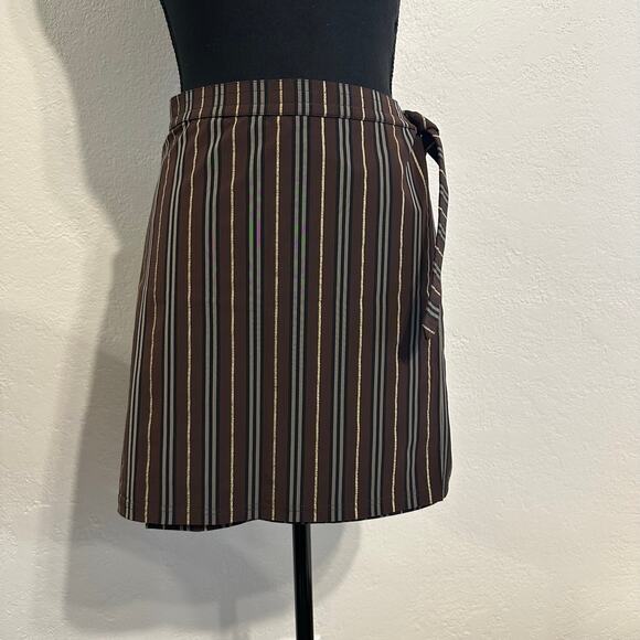 Vintage Burberry Wrap Skirt w/ Side Tie Chocolate Striped size L - Picture 10 of 12